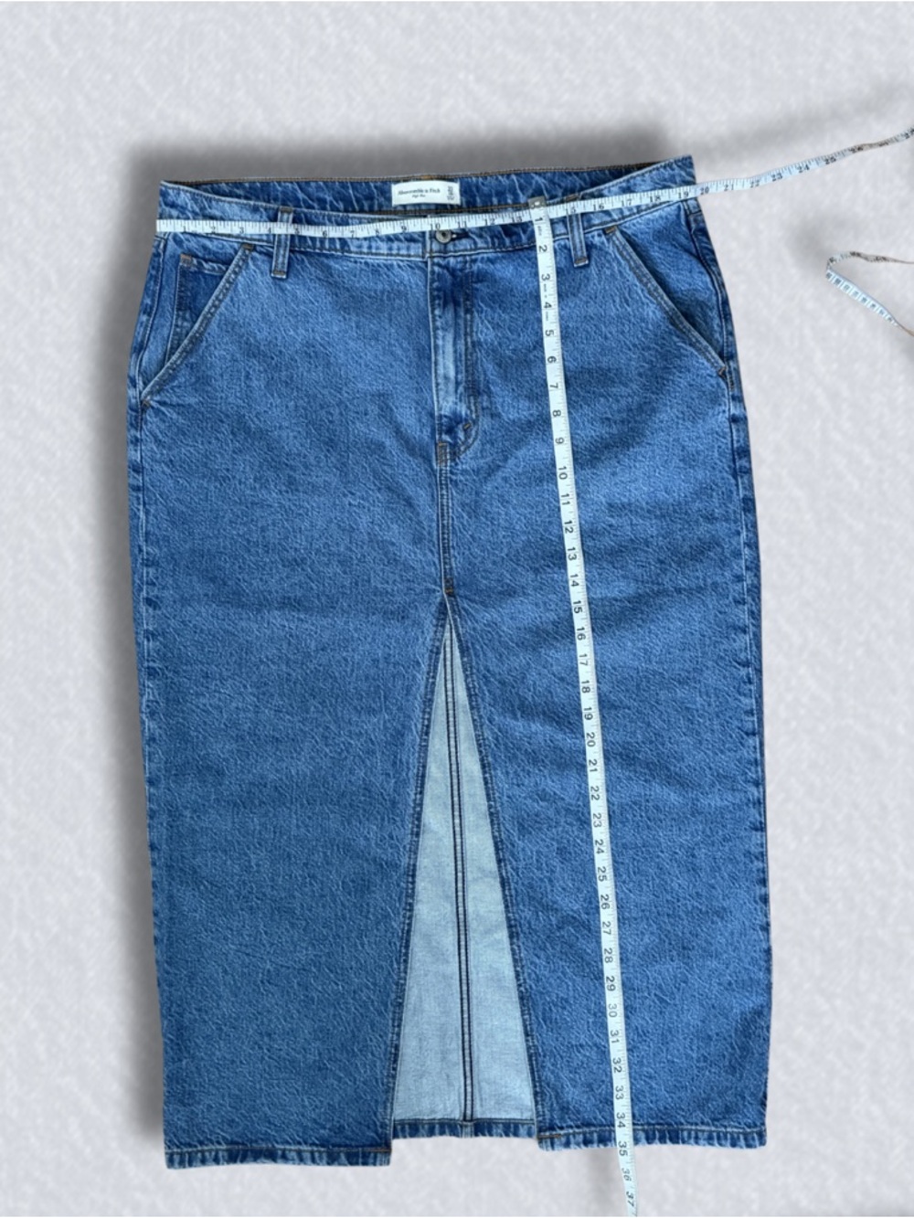 Abercrombie & Fitch High Rise Denim Maxi Skirt with Front Slit - 33 / 16P - Picture 3 of 5